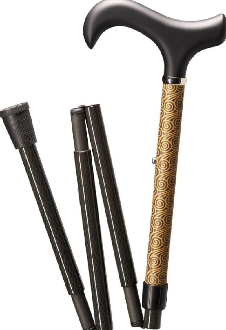 Gastrock Gehstock Carbon-Schlank-Faltstock Reflekt Gold