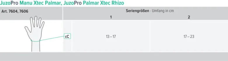 Handgelenkorthese JuzoPro Manu Xtec Palmar