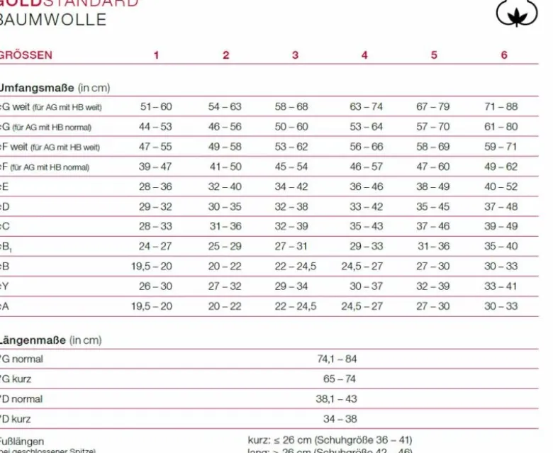 Kompressionsstrümpfe Goldstandard mit Baumwolle