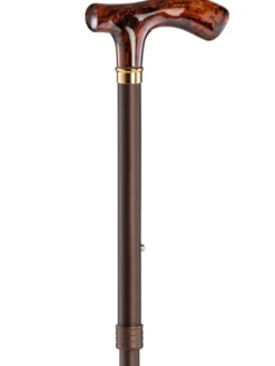 Ossenberg faltbarer Leichtmetallstock metallic bronze mit Fritzgriff Bernsteinoptik