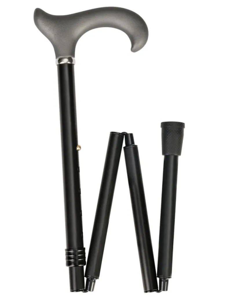 Ossenberg faltbarer Leichtmetallstock schwarz matt mit grauem Derbygriff