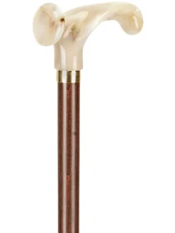 Ossenberg Gehstock Holzstock braun anatomischer Griff marmoriertes Acryl