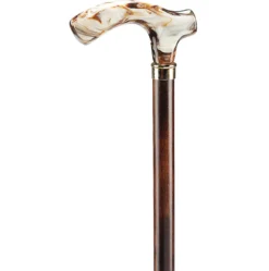 Ossenberg Gehstock in braun mit Fritzgriff aus Acryl in Marmoroptik