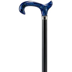 Ossenberg Gehstock mit Derbygriff in Perlmutt blau-schwarz