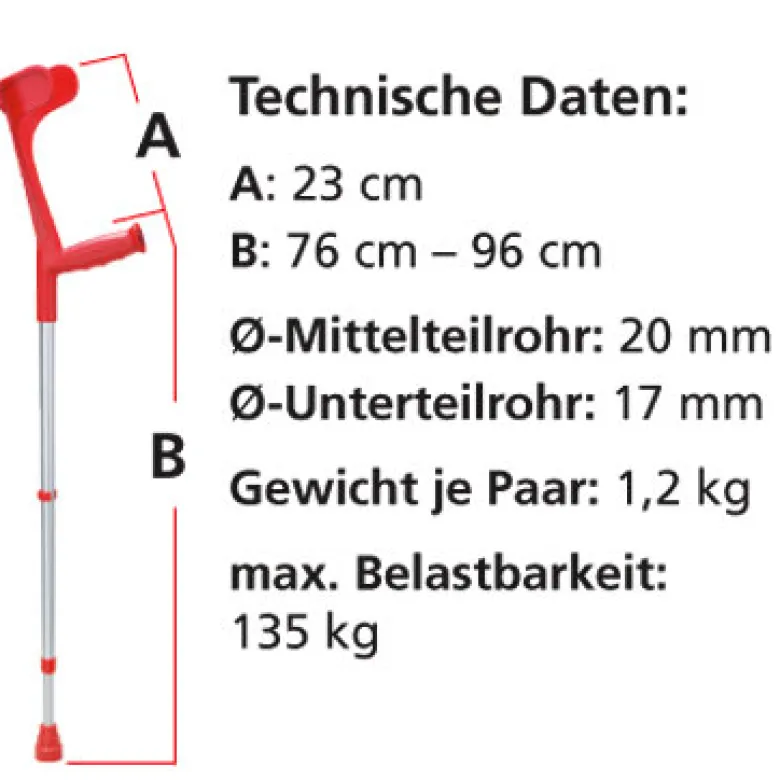 Ossenberg Krücken Gehstützen höhenverstellbar Klassiker grau
