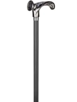 Ossenberg Leichtmetallstock anatomischer Griff schwarz-silber Chromring