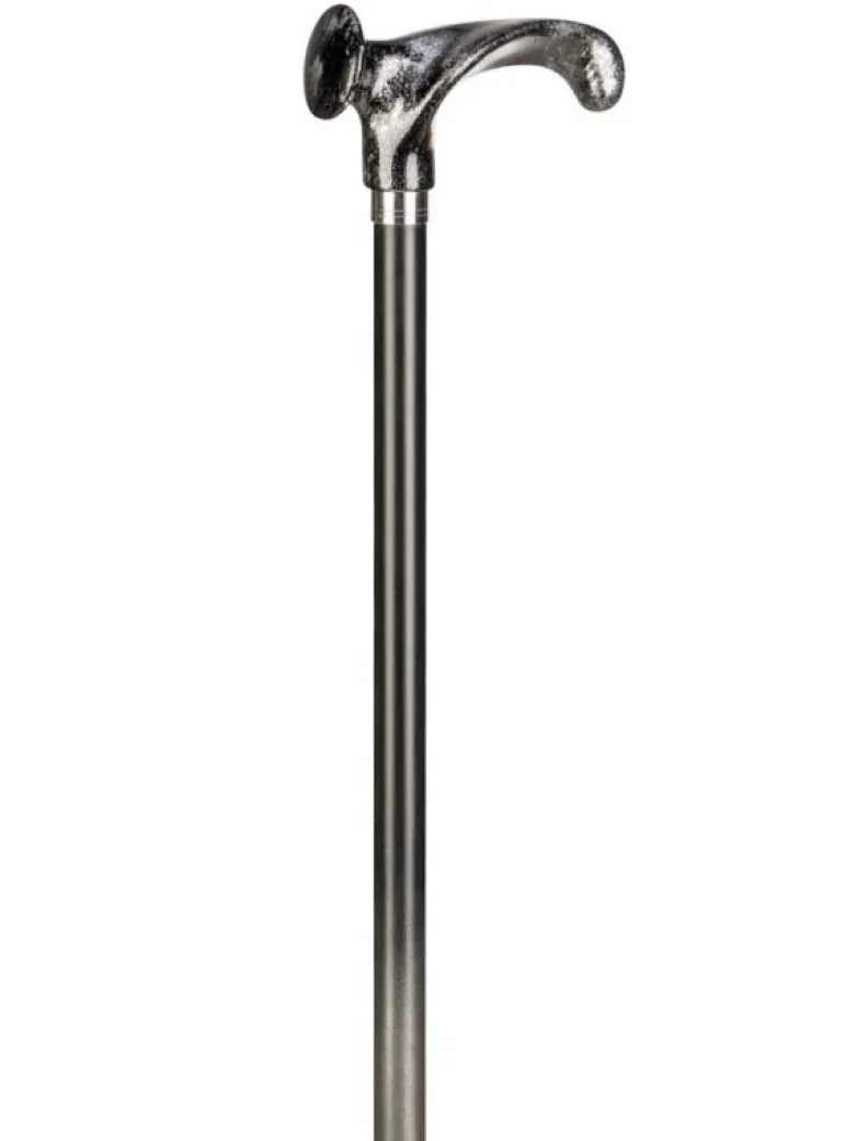 Ossenberg Leichtmetallstock anatomischer Griff schwarz-silber Chromring