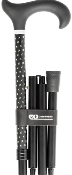 Ossenberg Leichtmetallstock schwarz Derbygriff faltbar Geschenkbox