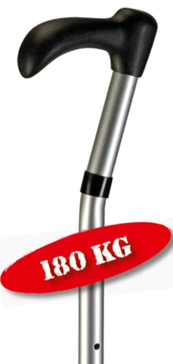 Ossenberg 3 XL Gehstock in silber bis 180 kg mit Schwanenhals-Griff