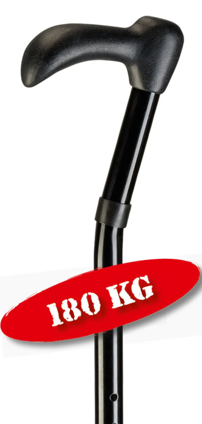 Ossenberg 3 XL Gehstock in silber bis 180 kg mit Schwanenhals-Griff