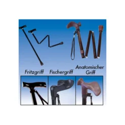 Russka Aluminium Gehstock faltbar mit Griffvariationen