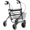 Russka Rollator silber, mit Stockhalter, Korb und Tablett
