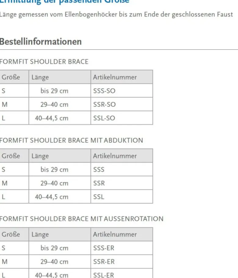 Schulterorthese Össur Formfit Shoulder Brace mit Abduktionspolster